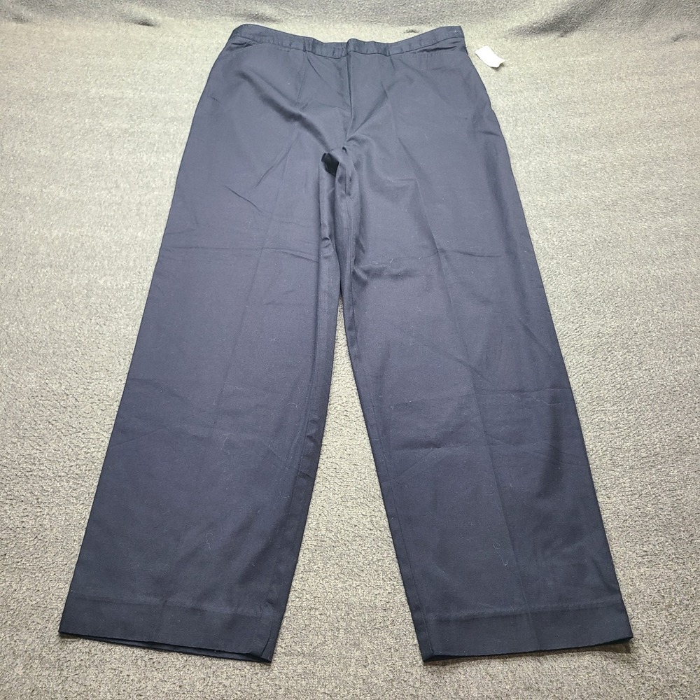 Talbots Chino Pants Womens 16 Navy Blue Like New Elastic Waist Cotton Straight